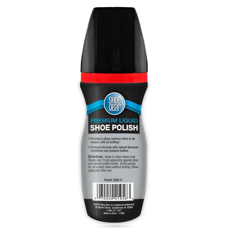 slide 2 of 2, Shoe Gear Premium Liquid Polish Superior Coverage - Black 2.5oz: Shoe Shine Accessory, Liquid Formula, 2.5 oz