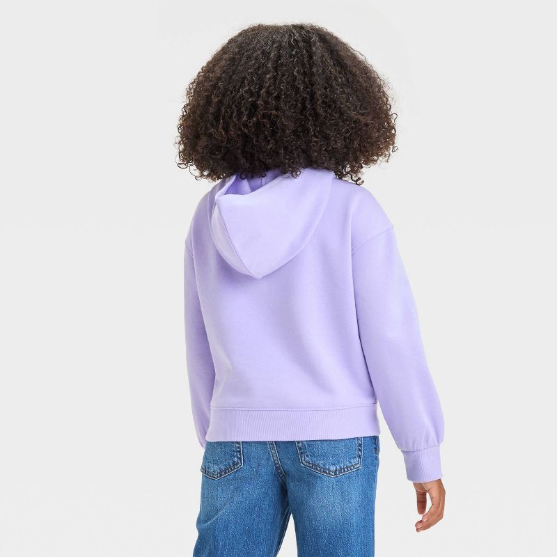 slide 2 of 5, Girls' 'Love' Pull Over Fleece Hoodie - Cat & Jack™ Lavender M, 1 ct