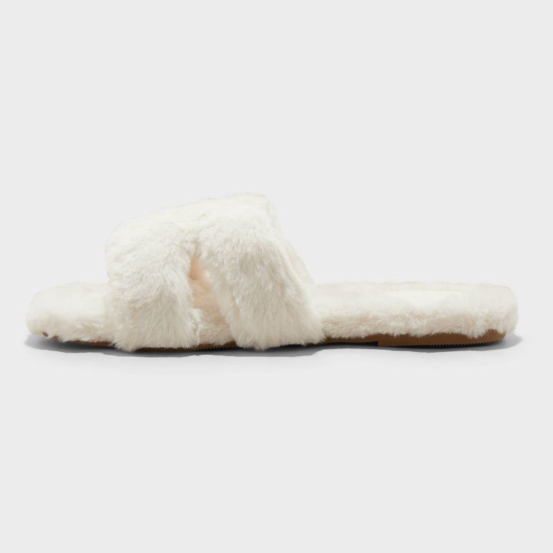 slide 2 of 4, Women's Sage Slide Slippers - A New Day™ Cream 10: Open Toe, Indoor/Outdoor Sole, 1 ct