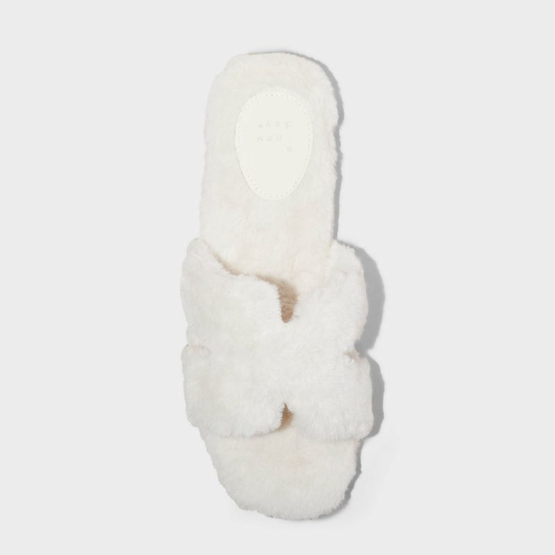 slide 3 of 4, Women's Sage Slide Slippers - A New Day™ Cream 10: Open Toe, Indoor/Outdoor Sole, 1 ct
