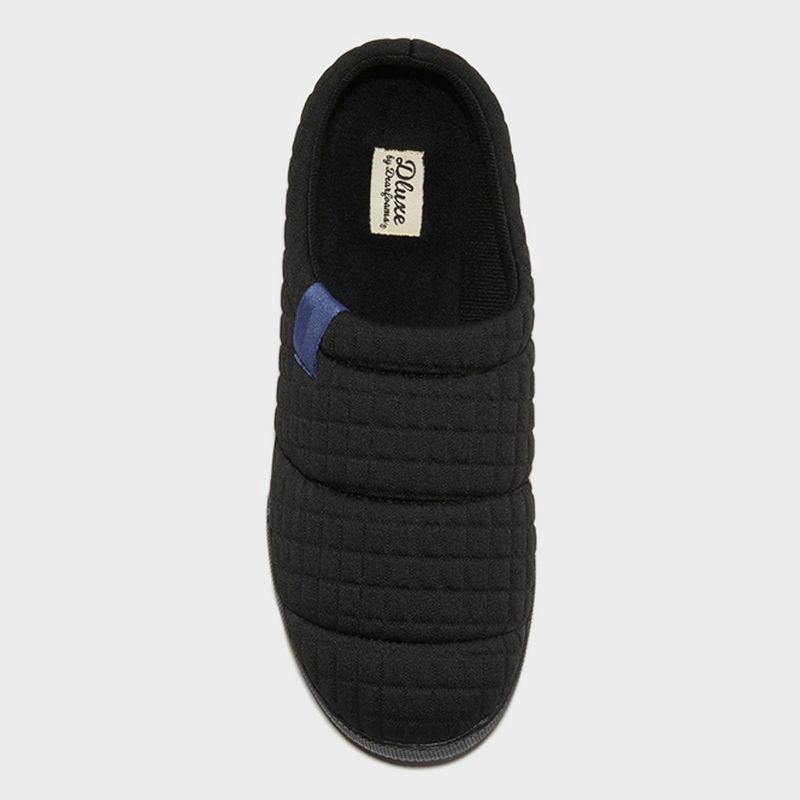 slide 3 of 4, dluxe by dearfoams Men's Julien Plush Jersey Sport Lounge Clog Slippers - Black M: Indoor/Outdoor Sole, 1 ct