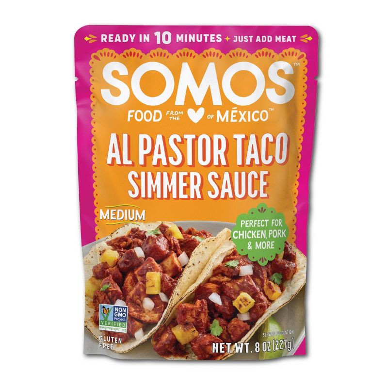 slide 1 of 6, SOMOS FOODS Somos Al Pastor Taco Simmer Sauce - 8oz, 8 oz