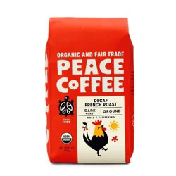 Peace Coffee Organic Fair Trade French Roast Ground Coffee - Decaf - 12oz