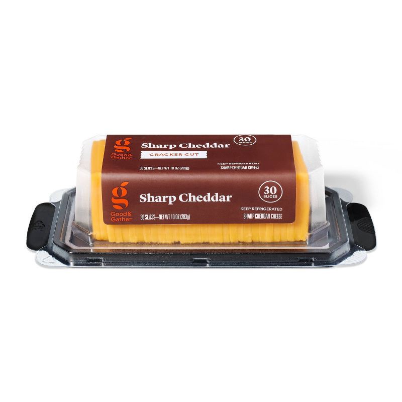 slide 1 of 3, Sharp Cheddar Cracker Cut Cheese - 10oz - Good & Gather™, 10 oz