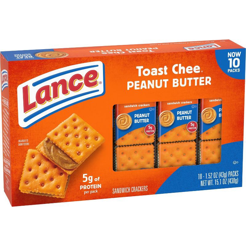slide 5 of 6, Lance ToastChee Peanut Butter Sandwich Crackers - 15.10oz, 15.1 oz