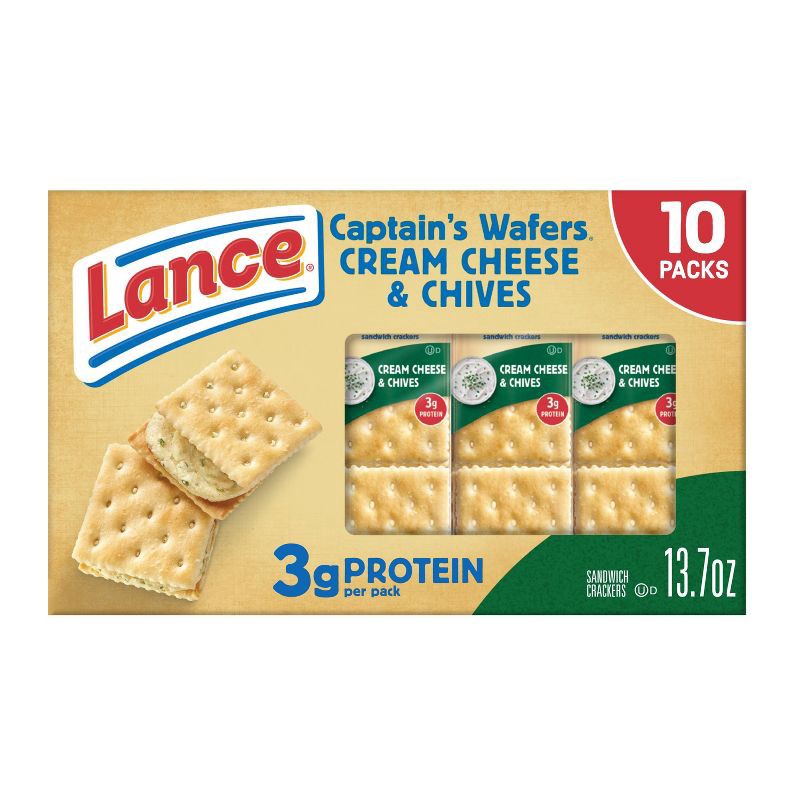 slide 1 of 6, Lance Captain's Wafers Cream Cheese and Chives Sandwich Crackers - 13.7oz, 13.7 oz