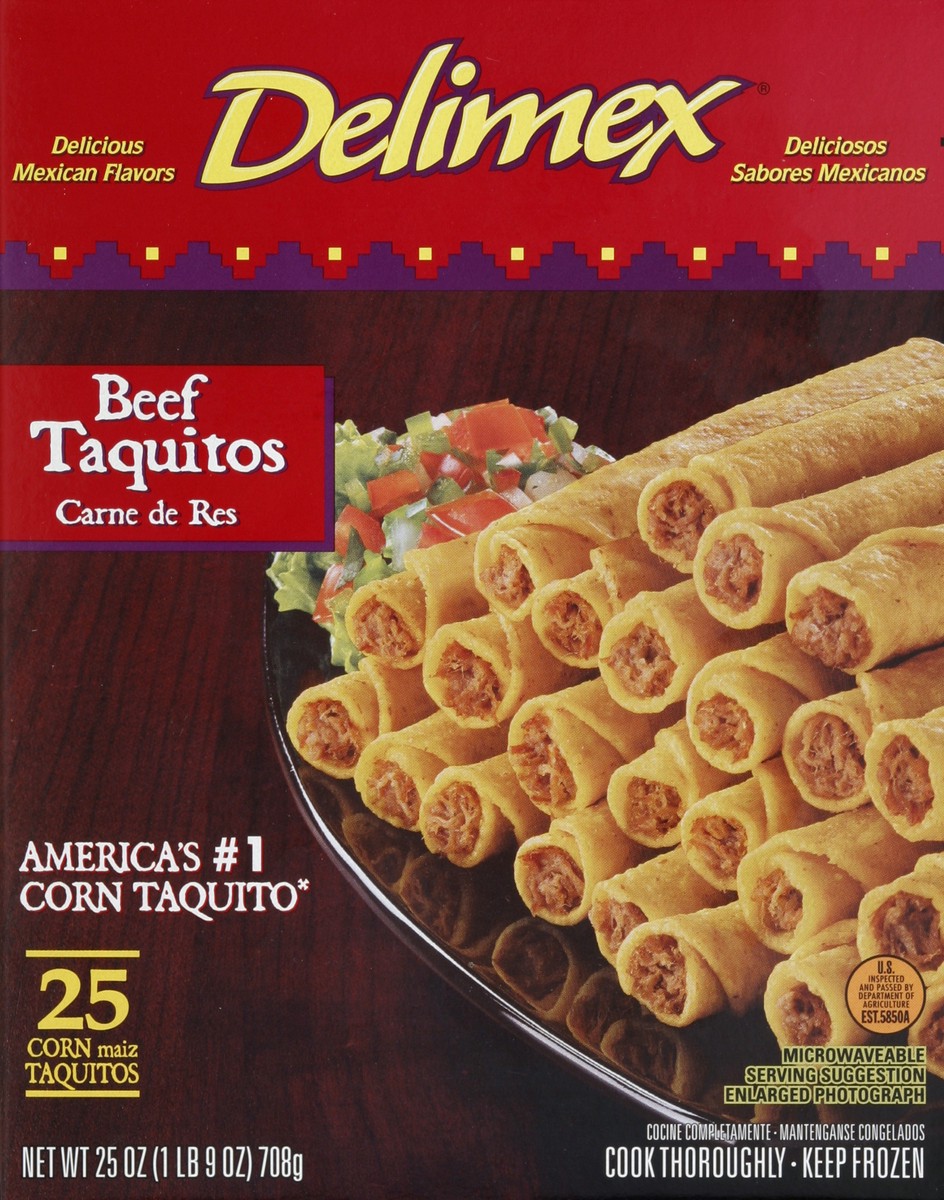 slide 5 of 6, Delimex Beef Taquitos, 60 oz