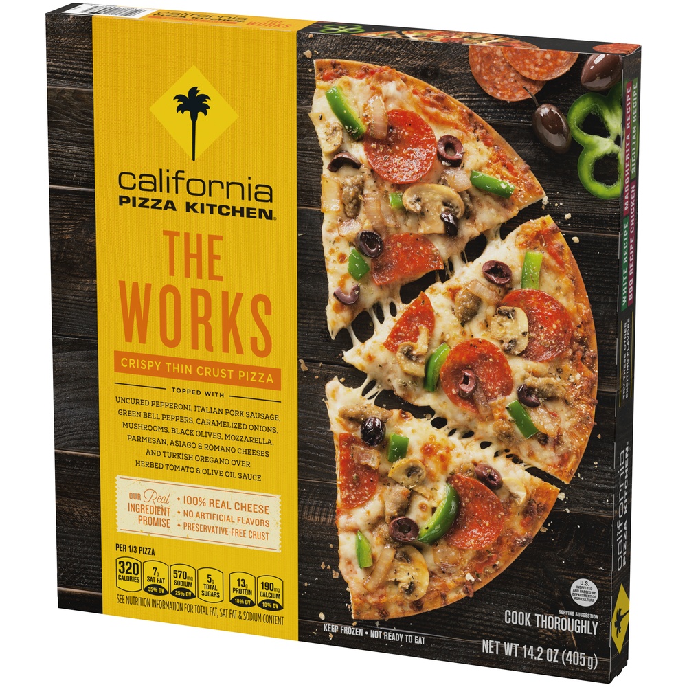 slide 4 of 9, California Pizza Kitchen The Works Crispy Thin Crust Pizza, 14.2 oz