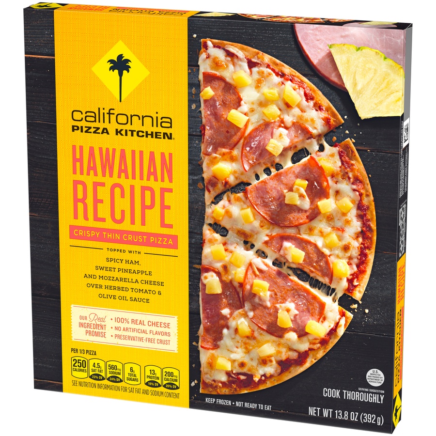 slide 3 of 8, California Pizza Kitchen Hawaiian Recipe Crispy Thin Crust Pizza, 13.8 oz