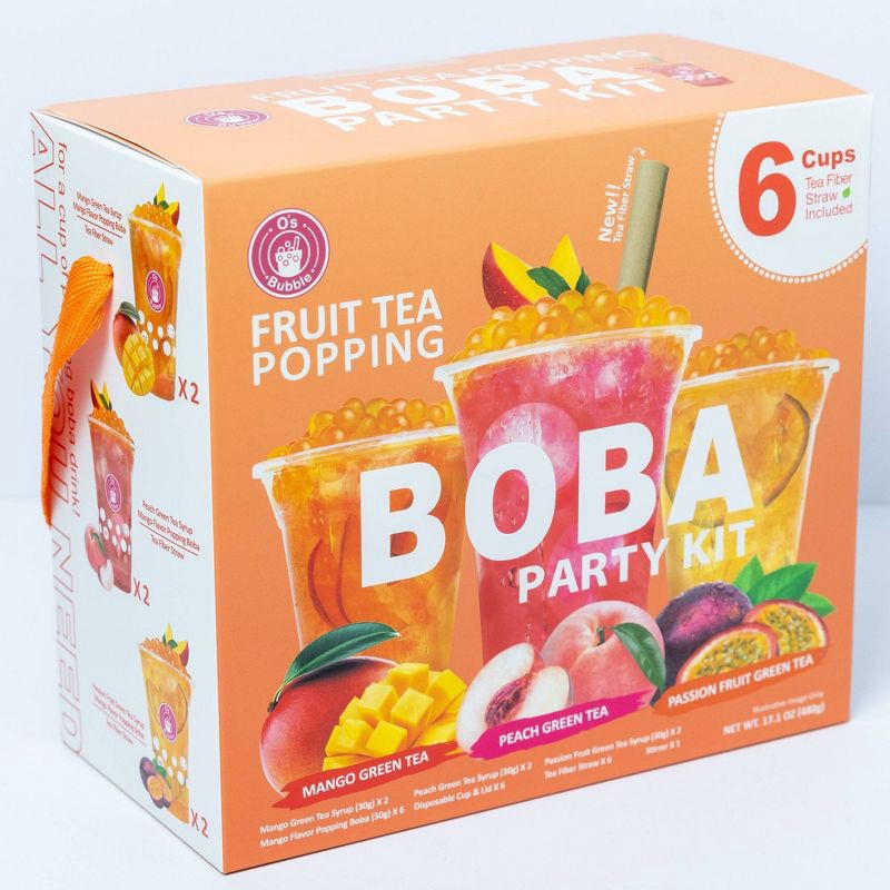 slide 2 of 6, O's Bubble Instant Marbling Popping Boba Party Kit- Peach/Mango/Passion Fruit - 17.1oz, 17.1 oz