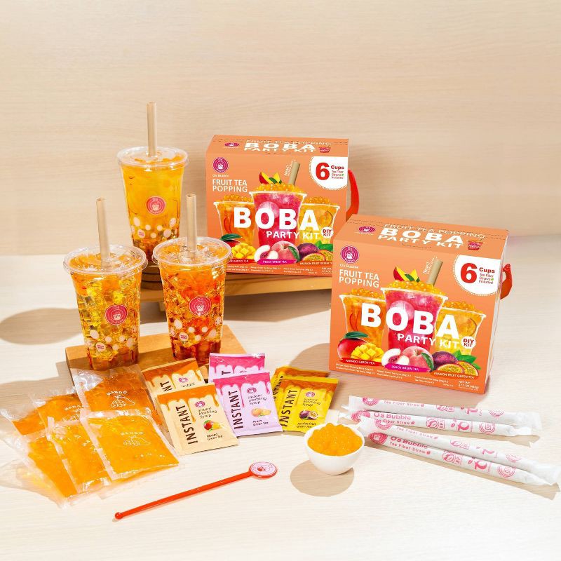 slide 3 of 6, O's Bubble Instant Marbling Popping Boba Party Kit- Peach/Mango/Passion Fruit - 17.1oz, 17.1 oz