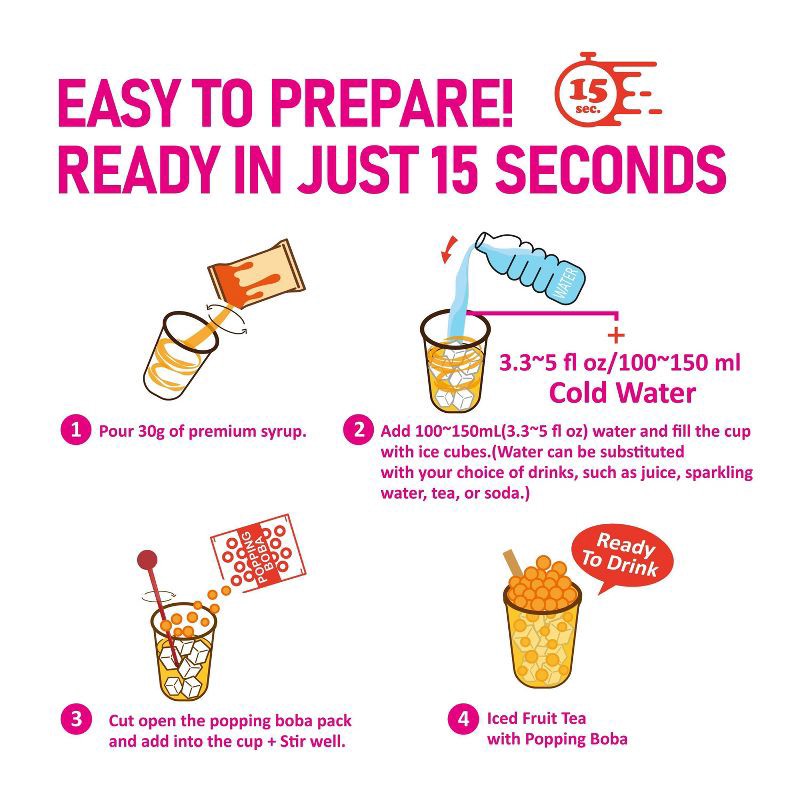 slide 5 of 6, O's Bubble Instant Marbling Popping Boba Party Kit- Peach/Mango/Passion Fruit - 17.1oz, 17.1 oz