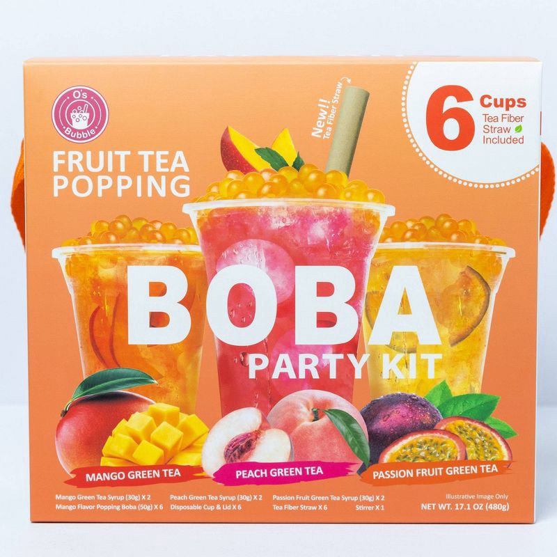 slide 1 of 6, O's Bubble Instant Marbling Popping Boba Party Kit- Peach/Mango/Passion Fruit - 17.1oz, 17.1 oz