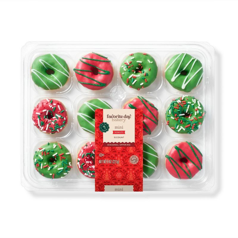 slide 1 of 3, Christmas Mini Donuts - 8oz/12ct - Favorite Day™, 12 ct; 8 oz