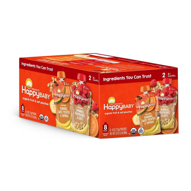 slide 3 of 3, Happy Baby Organic Baby Food Pouch Variety Pack - 4oz/8pk, 8 ct; 4 oz