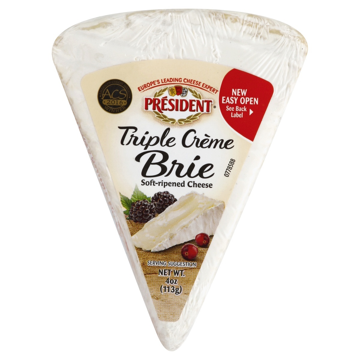 slide 1 of 1, Président President Triple Crème Brie Wedge 4 oz, 4 oz