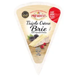 Président Brie Cheese Wedge Triple Cream, 4 oz