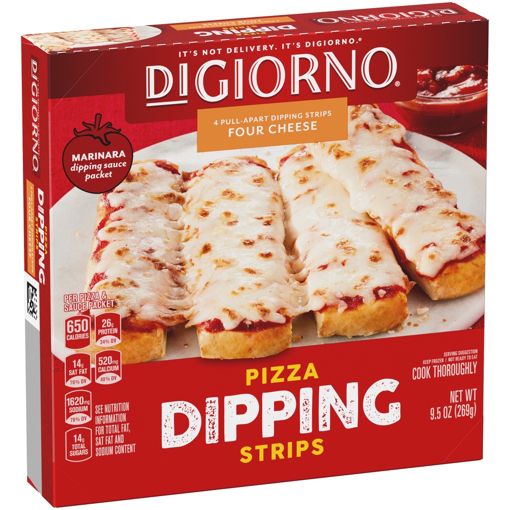 slide 3 of 8, DiGiorno Four Cheese Pizza Dipping Strips, 8.6 oz