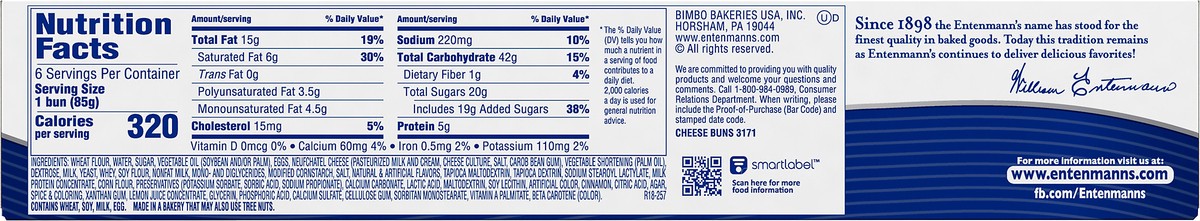 slide 6 of 9, Entenmann's Cheese Buns, 18 oz, Pastries, Box, 18 oz