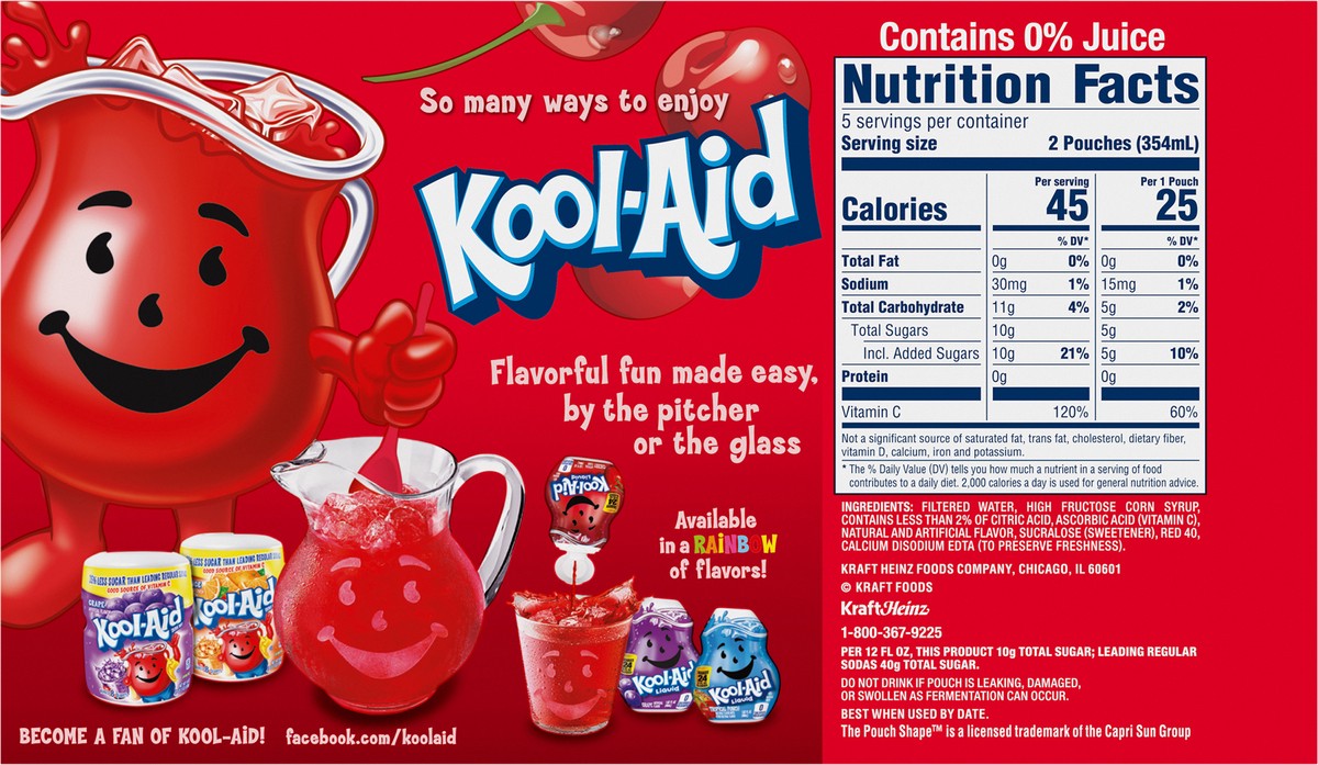 slide 5 of 9, Kool-Aid Jammers Cherry Juice, 10 ct, 10 ct; 6 fl oz