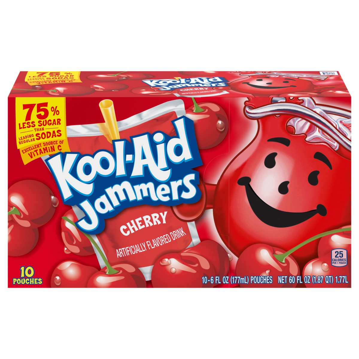 slide 1 of 9, Kool-Aid Jammers Cherry Flavored 10 ct Box, 6 fl oz Pouches, 10 ct