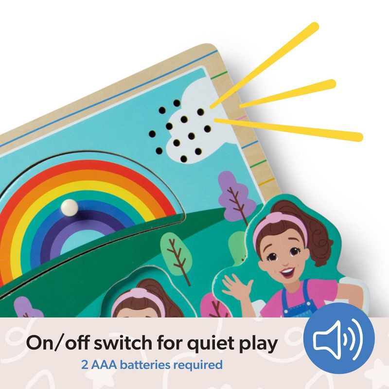 slide 8 of 9, Melissa & Doug Ms. Rachel Wooden Song Peg Puzzle, 6-Piece Light-Activated Sound Puzzle with Full Songs, 1 ct
