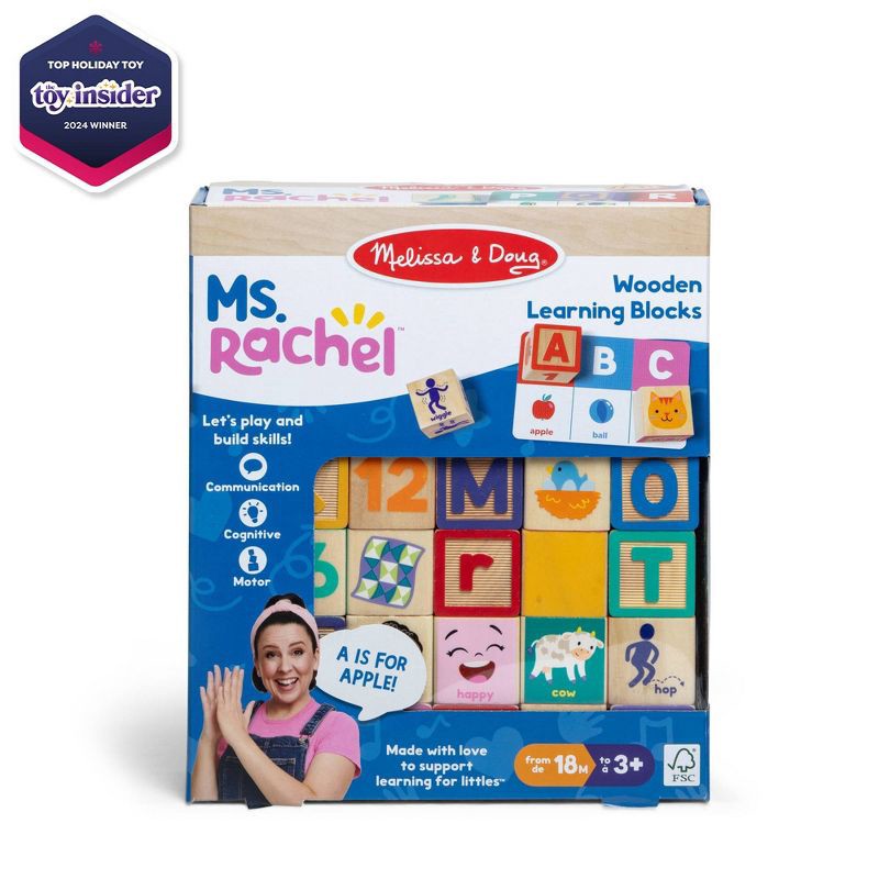 slide 3 of 9, Melissa & Doug Ms. Rachel Letter, Number, and Game Wooden Learning Blocks with Activity Cards, 1 ct
