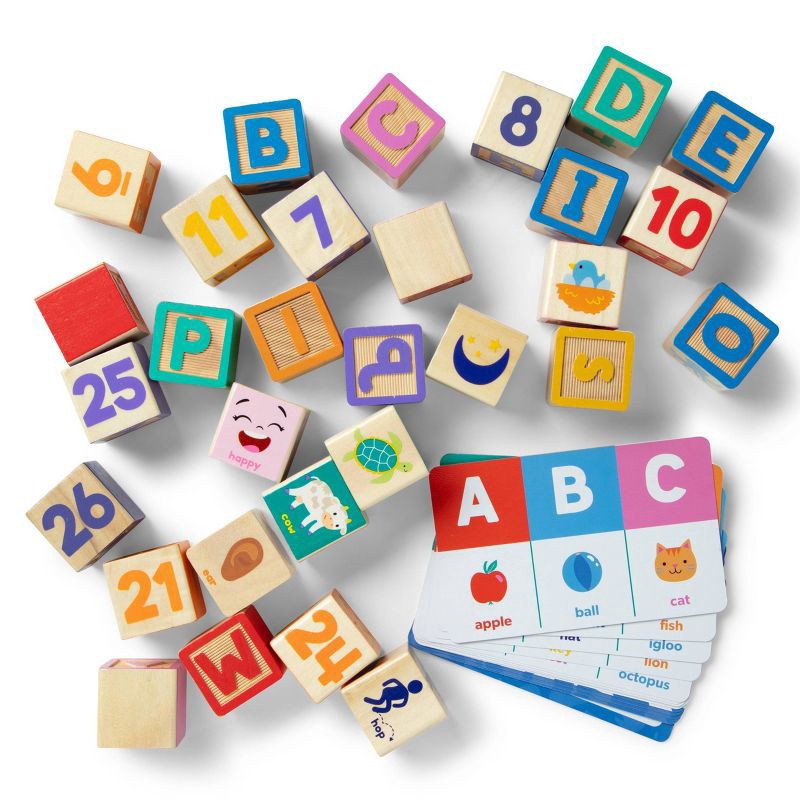slide 4 of 9, Melissa & Doug Ms. Rachel Letter, Number, and Game Wooden Learning Blocks with Activity Cards, 1 ct