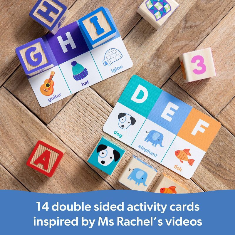 slide 8 of 9, Melissa & Doug Ms. Rachel Letter, Number, and Game Wooden Learning Blocks with Activity Cards, 1 ct