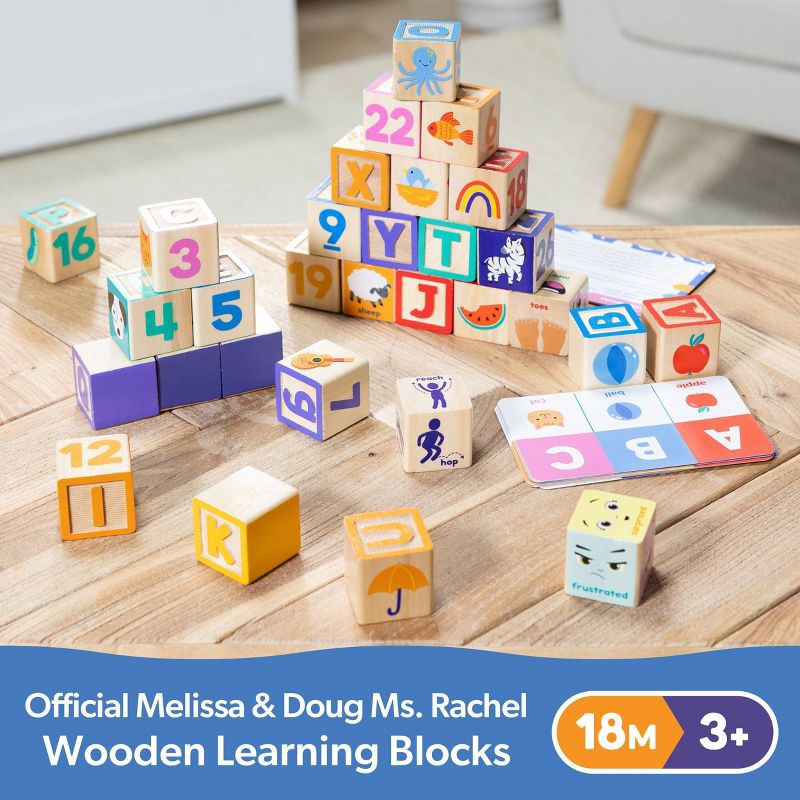 slide 9 of 9, Melissa & Doug Ms. Rachel Letter, Number, and Game Wooden Learning Blocks with Activity Cards, 1 ct