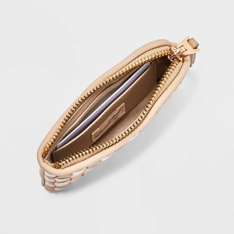 slide 3 of 5, Small Card Case Pouch - Universal Thread™ Taupe Woven: Zip Wallet, Basket Weave Design, Material, 1 ct