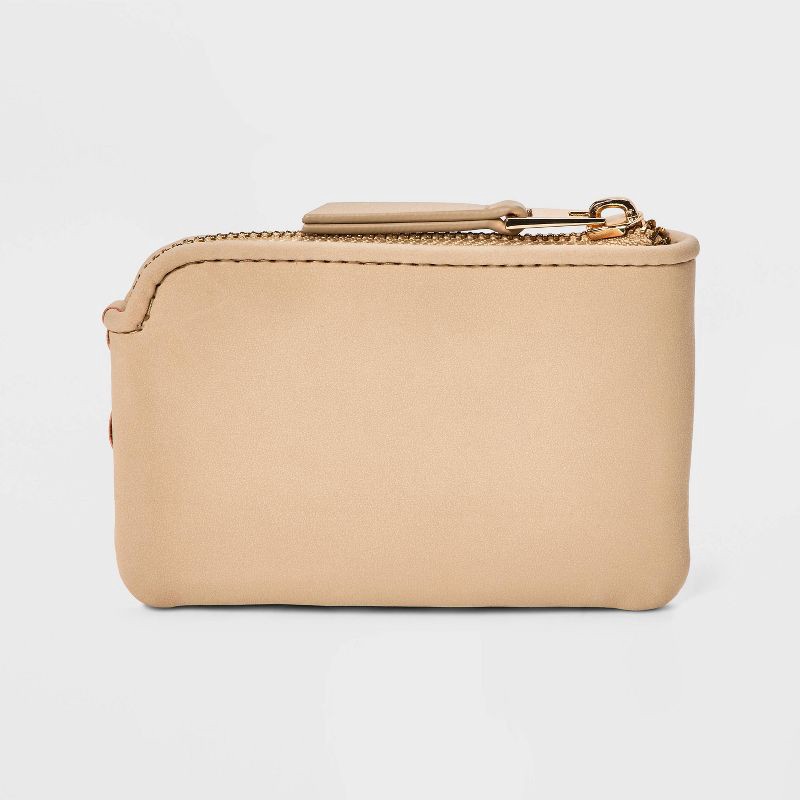 slide 5 of 5, Small Card Case Pouch - Universal Thread™ Taupe Woven: Zip Wallet, Basket Weave Design, Material, 1 ct