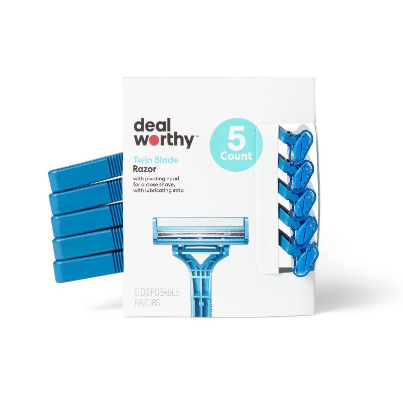 slide 1 of 3, Twin Blade Disposable Razors - 5ct - dealworthy™, 5 ct