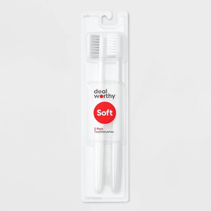 slide 1 of 3, T&T Manual Toothbrush Soft - 2ct - White - Dealworthy™, 2 ct
