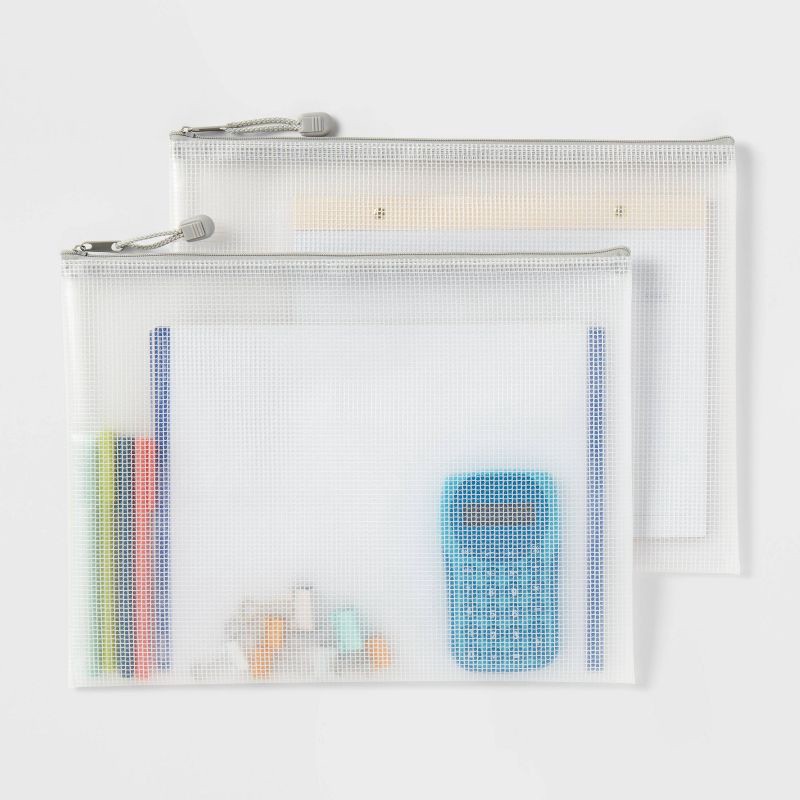 slide 2 of 3, Paper Size Zip Pouches Water-Resistant and Gray Zipper 2pk – up&up™, 2 ct