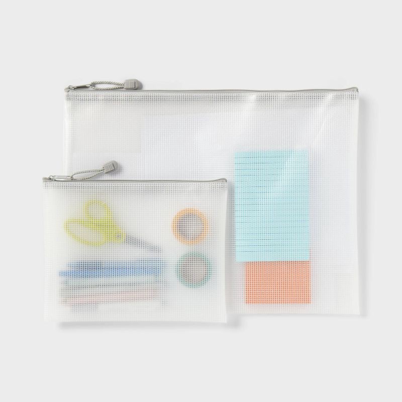 slide 2 of 3, Legal & Accessory Size Zip Pouches Water-Resistant & Gray Zipper 2pk – up&up™, 2 ct