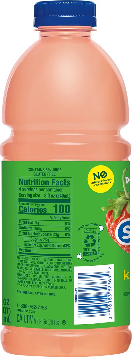 slide 7 of 7, Snapple Kiwi Strawberry Juice Drink, 32 fl oz bottle, 32 oz