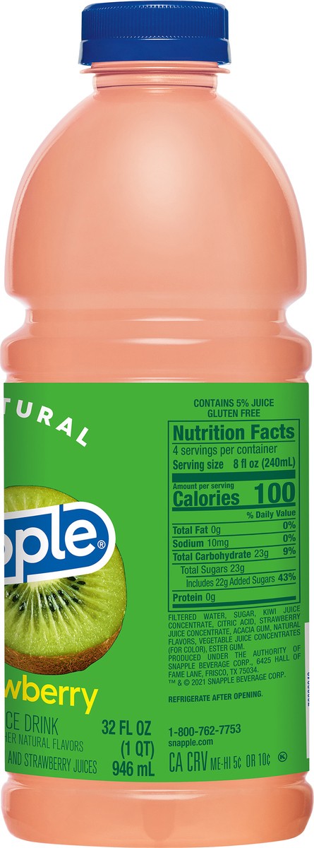 slide 2 of 7, Snapple Kiwi Strawberry Juice Drink, 32 fl oz bottle, 32 oz