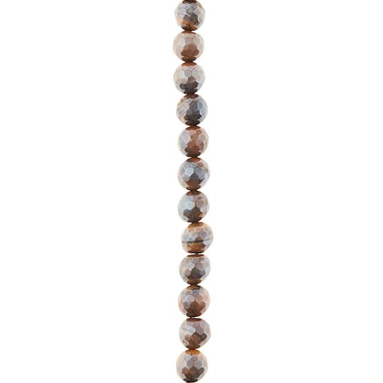 slide 1 of 3, Yellow Silverite Tiger Eye Faceted Round Beads By Bead Landing, 8mm, 8mm