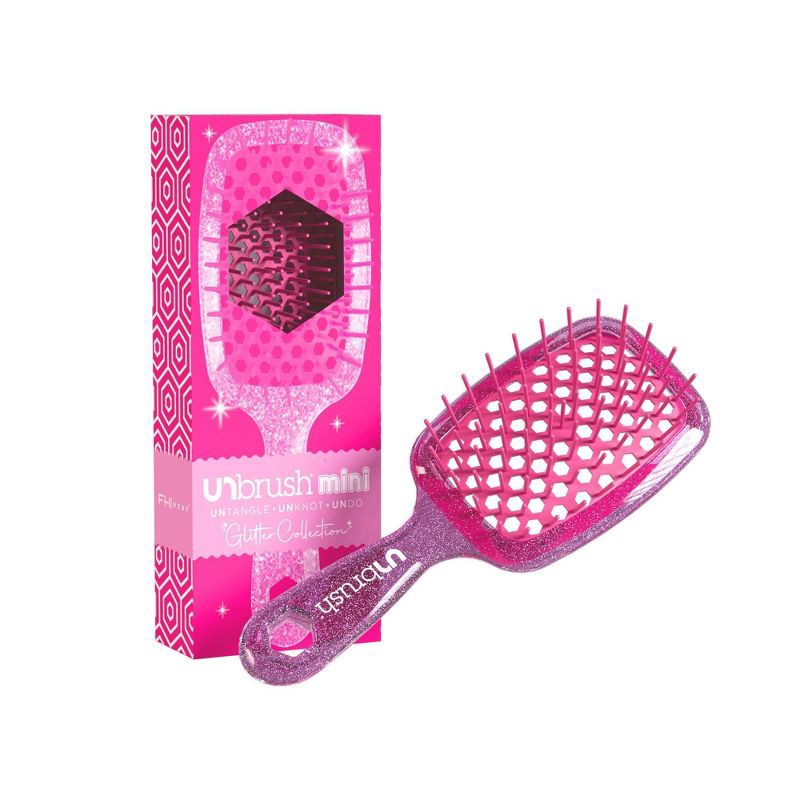 slide 2 of 4, UNbrush Mini Glitter Detangling Hair Brush - Rose Quartz Pink, 1 ct