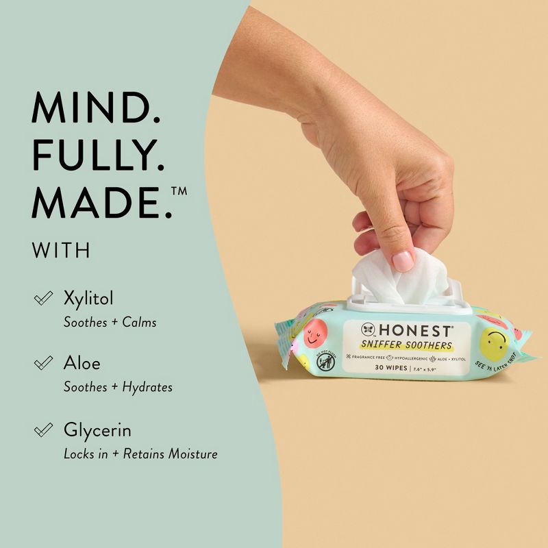 slide 4 of 10, The Honest Company Sniffer Soothers Nose and Face Wipes - 60ct, 60 ct