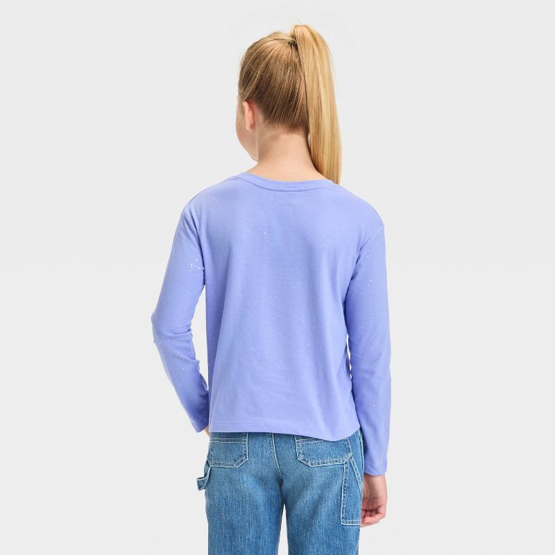 slide 2 of 3, Girls' Long Sleeve Sparkle T-Shirt - Cat & Jack™ Sparkle Periwinkle Blue L, 1 ct