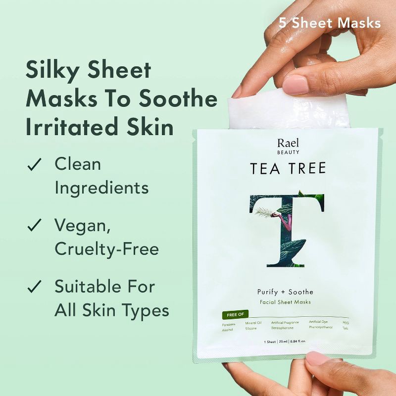 slide 3 of 8, Rael Beauty Tea Tree Facial Sheet Mask - 5ct/4.2oz, 5 ct; 4.2 oz