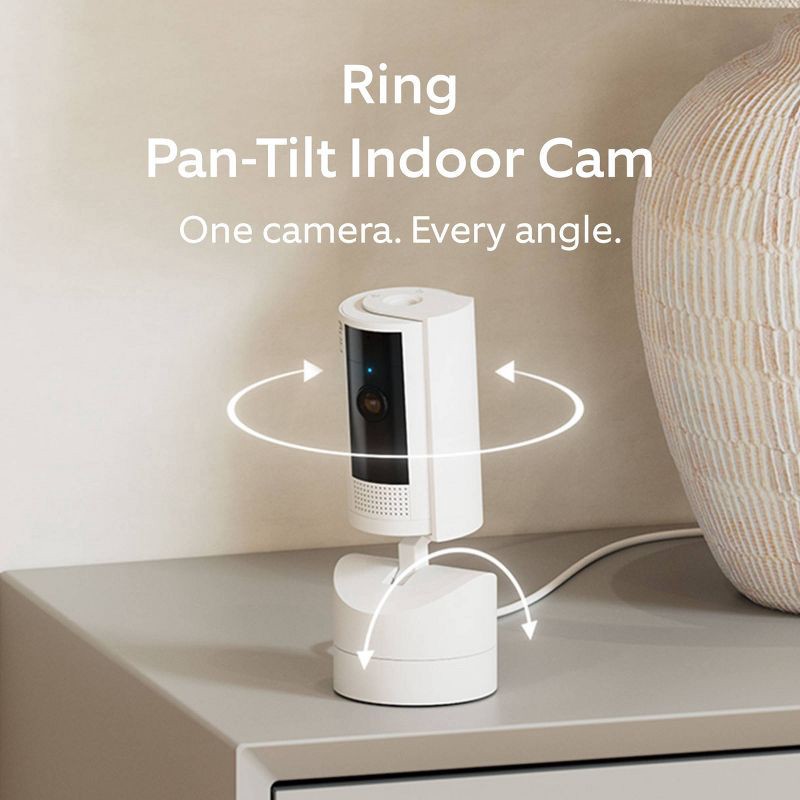 slide 2 of 9, Ring Pan-Tilt Indoor Cam with 360° Horizontal Pan Coverage, Live View, Two-Way Talk, HD Video - White, 1 ct