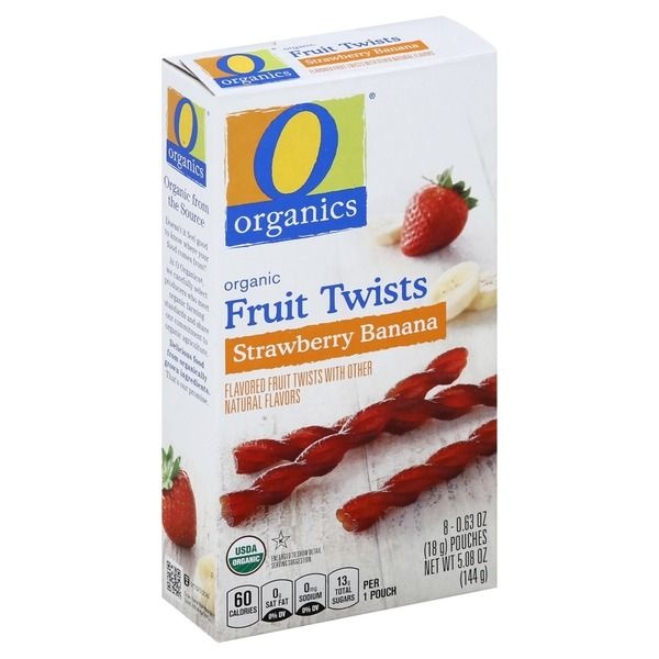 slide 1 of 1, O Organics Fruit Twists, Organic, Strawberry Banana, 8 ct