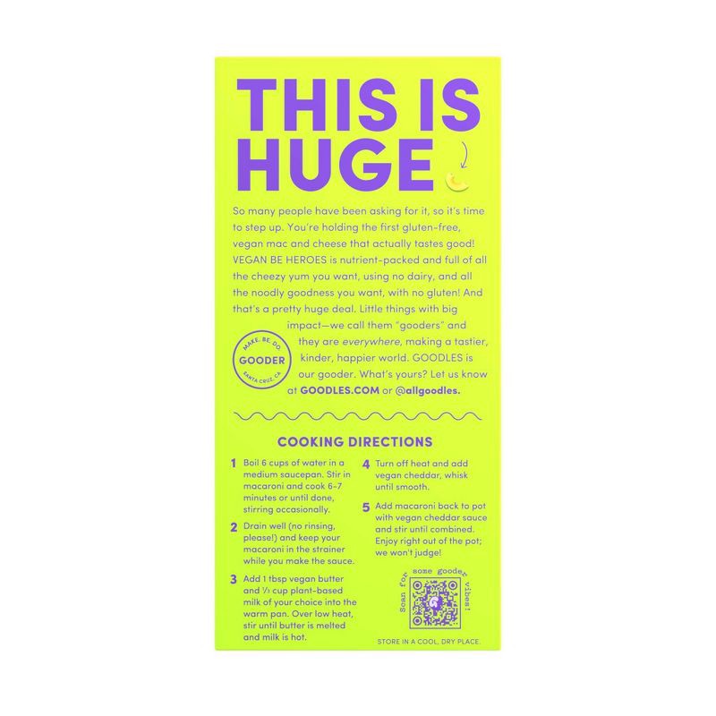 slide 2 of 4, Goodles Vegan Be Heroes Gluten Free Mac & Cheese - 6oz, 6 oz