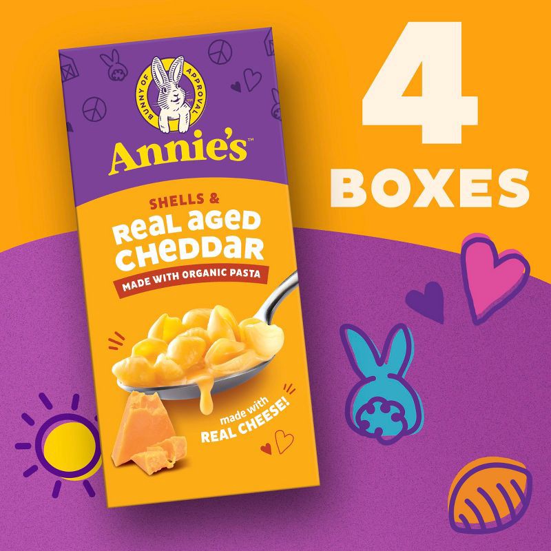 slide 2 of 8, Annie's Shells & Real Aged Cheddar Mac and Cheese - 4pk / 24oz, 4 ct; 24 oz