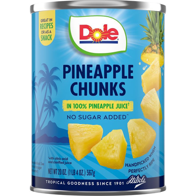 slide 2 of 6, Dole Pineapple Chunks in Juice - 20oz, 20 oz