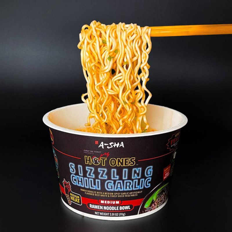 slide 3 of 7, A-Sha Foods USA Hot Ones x A-Sha Ramen Medium Noodle Bowl - 3.91oz, 3.91 oz