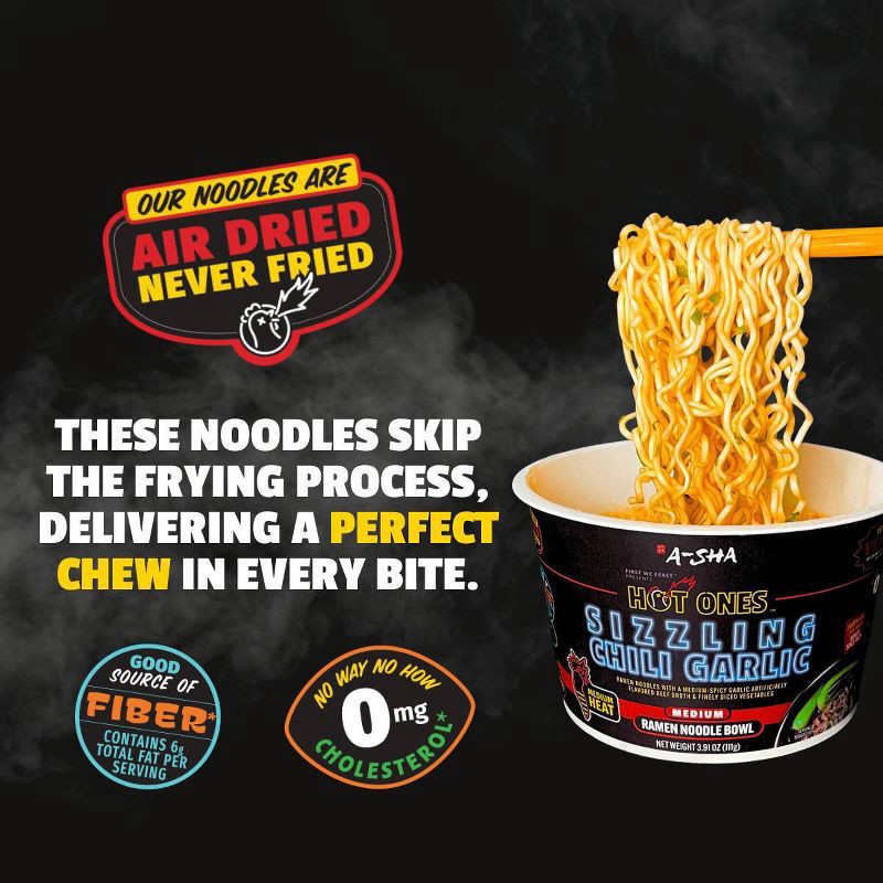 slide 5 of 7, A-Sha Foods USA Hot Ones x A-Sha Ramen Medium Noodle Bowl - 3.91oz, 3.91 oz